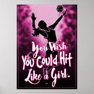 Póster Golpear como un voleibol rosado Chica