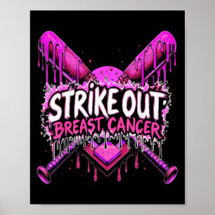 Póster Golpear el cáncer de mama Béisbol Softbol Goteo