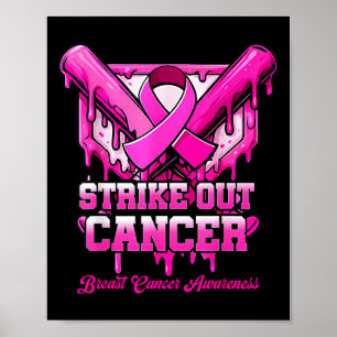 Póster Golpear el cáncer de mama Conciencia Béisbol Drip 