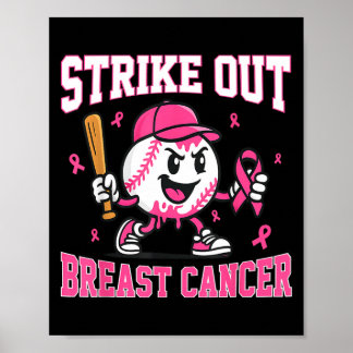 Póster Golpear el cáncer de mama Drip de helado de béisbo