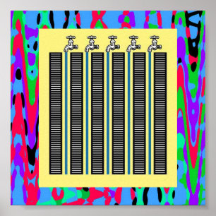 Póster Golpecito de agua: Ilusión óptica de los grifos de