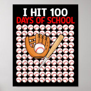 Póster Golpeé 100 Días Escolares De Bate De Béisbol Niños