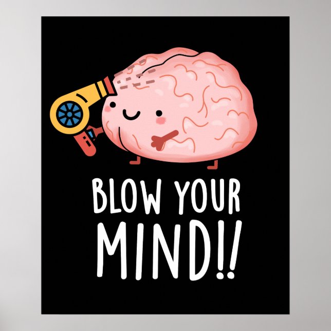 Póster Golpee su mente Funny Brain Pun Dark BG (Frente)