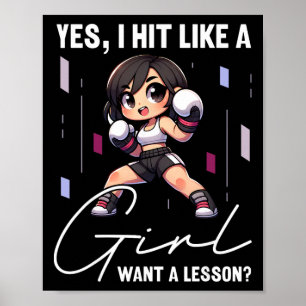Póster Golpeo Como Una Chica Quiero Una Lección Divertido
