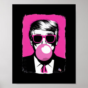 Póster Gomas de Burbujas Rosadas Divertidas de Trump Sing