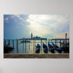 Póster Góndolas amarradas San Giorgio Maggiore Venecia