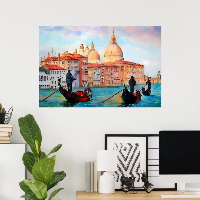 Póster Góndolas de Venecia (Oficina en casa)