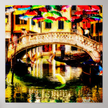 góndolas de Venecia a lo largo de la sombrilla del