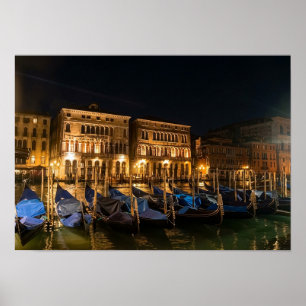 Póster Góndolas de Venecia por la Noche