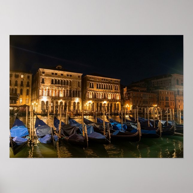 Póster Góndolas de Venecia por la Noche (Frente)