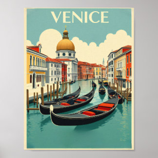 Póster Góndolas de Venecia - Viajes de vintage