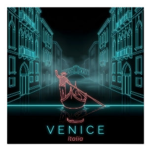 Póster Gondolero de Venecia - Gran Canal - Italia