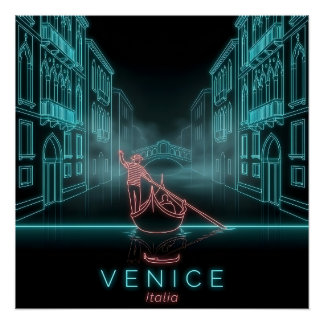 Póster Gondolero de Venecia - Gran Canal - Italia