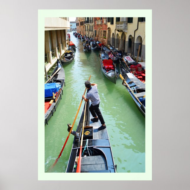 Póster Gondolier en Venecia (Frente)