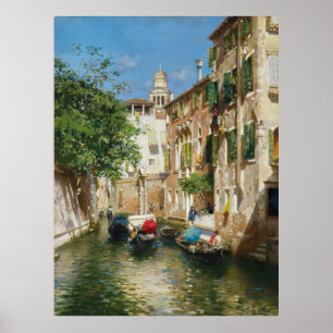 Póster Gondoliers en un canal veneciano Rubens Santoro