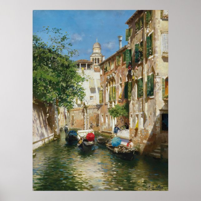 Póster Gondoliers en un canal veneciano Rubens Santoro (Frente)