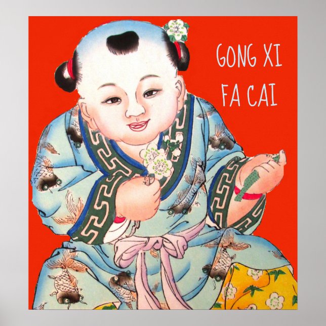Póster Gong Xi Fa Cai Buda de Año Nuevo (Frente)