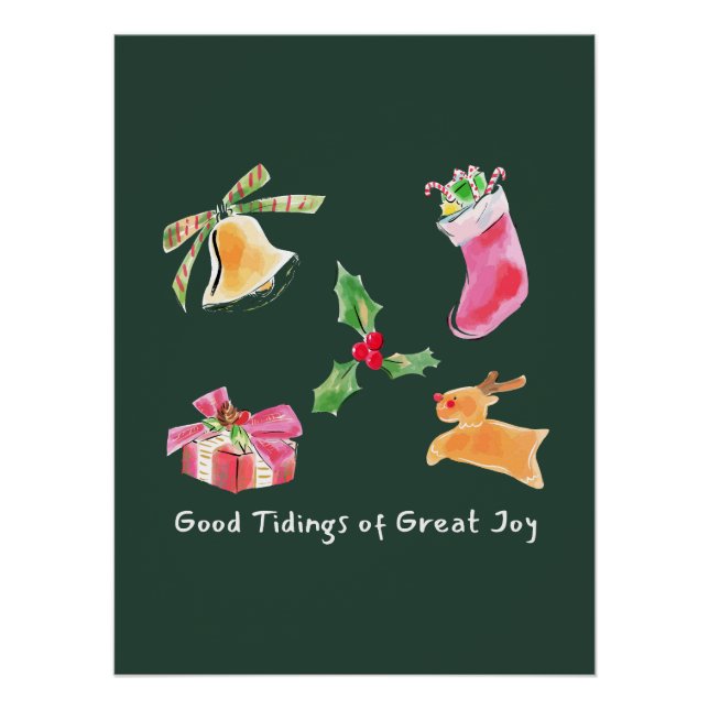 Póster Good Tidings of Great Joy Holiday Illustration (Anverso)