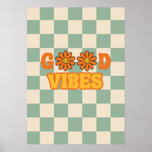 Póster Good vibes groovy retro