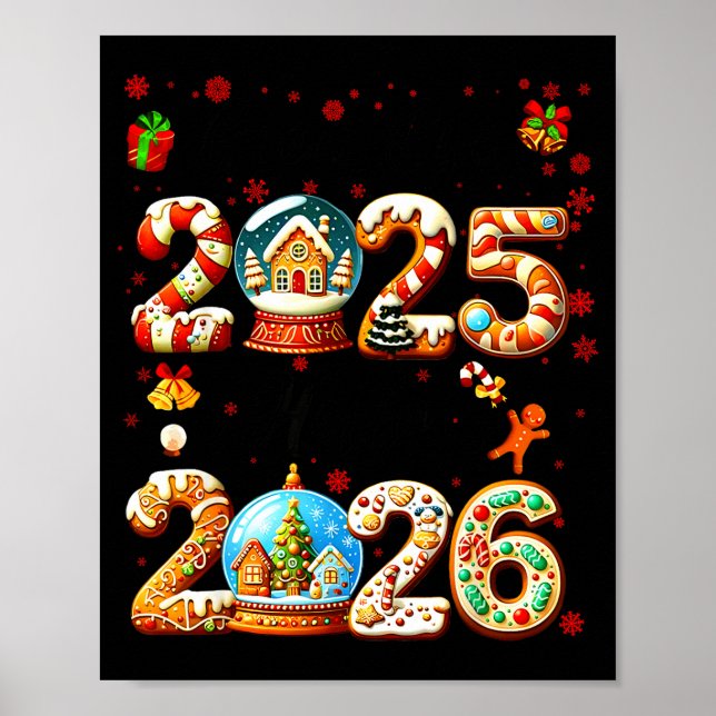 Póster Goodbye 2025 Hello 2026 Christmas And Happy New Ye (Frente)