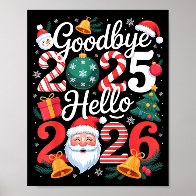 Póster Goodbye 2025 Hello 2026 Happy New Year Family Matc (Frente)