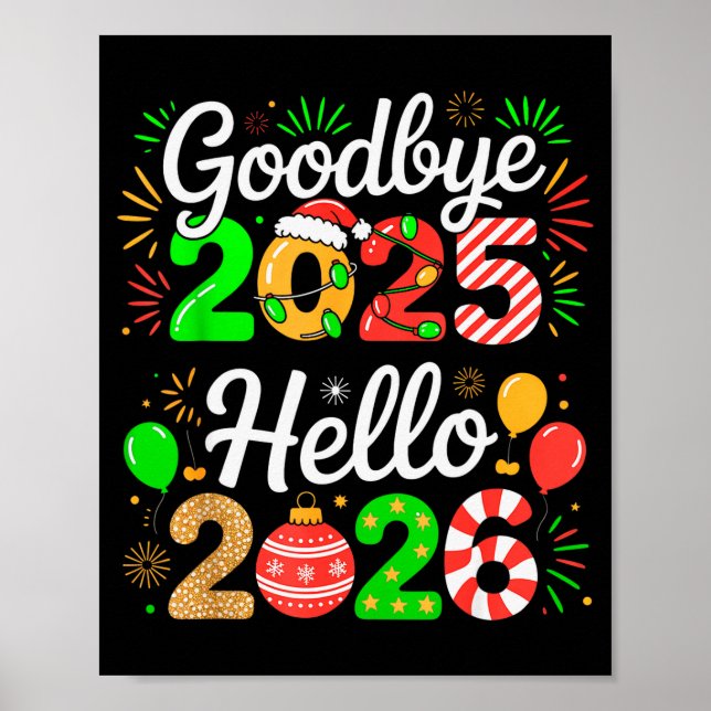 Póster Goodbye 2025 Hello 2026 Happy New Year's Eve Chris (Frente)