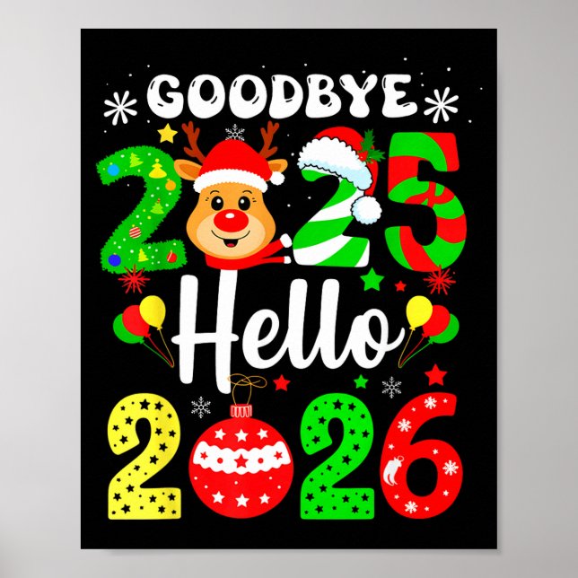 Póster Goodbye 2025 Hello 2026 Happy New Year's Eve Chris (Frente)