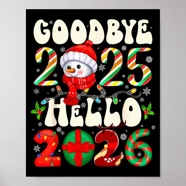 Póster Goodbye 2025 Hello 2026 Merry Christmas Happy New  (Frente)