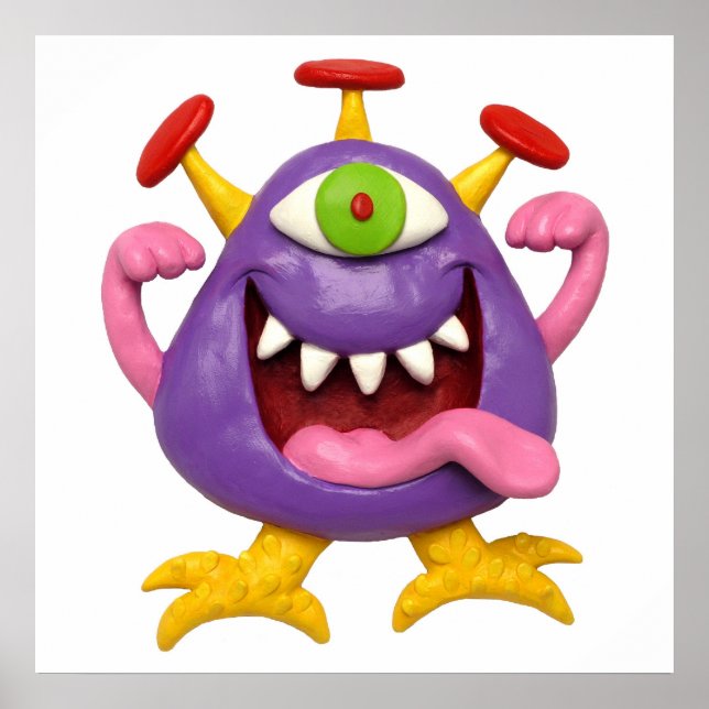 Póster Goofy Purple Monster Baby Shower Nursery (Frente)