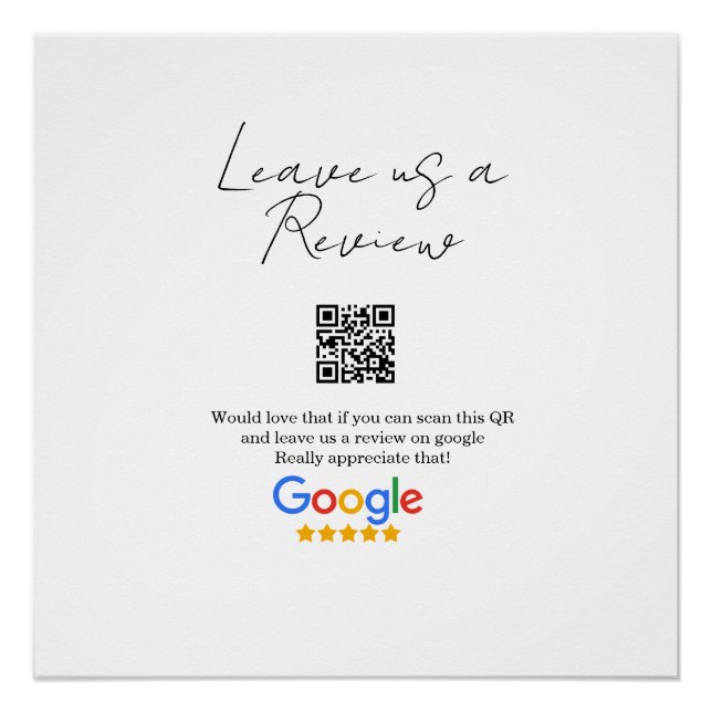 Póster Google review business logo Scan QR review (Anverso)