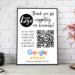 Póster Google Reviews Gracias al logotipo QR Code