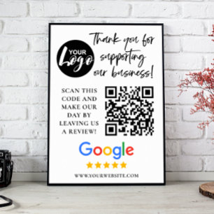 Póster Google Reviews Gracias al logotipo QR Code