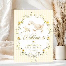 Póster Goose Gender neutral Gingham Baby Shower Welcome