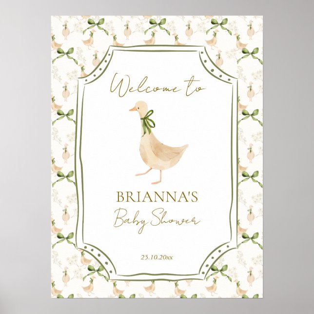 Póster Goose nursery rhymes baby shower welcome sign (Frente)