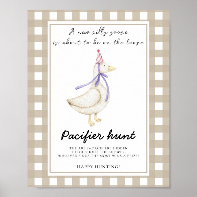 Póster Goose - pacificador caza juego de ducha de bebé (Frente)