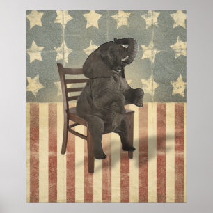 Póster GOP Elephant Takes Over the Chair Funny Politics