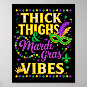 Póster Gordas Piernas Ambiente de Mardi Gras Máscara de F