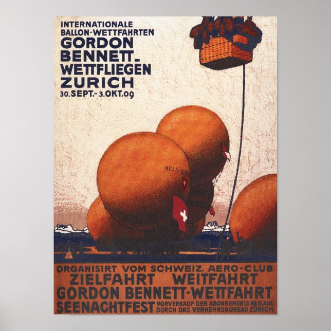Póster Gordon Bennett Hot-Air Balloon Race Poster (Frente)