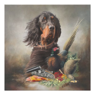Póster Gordon setter con faisanes, arte
