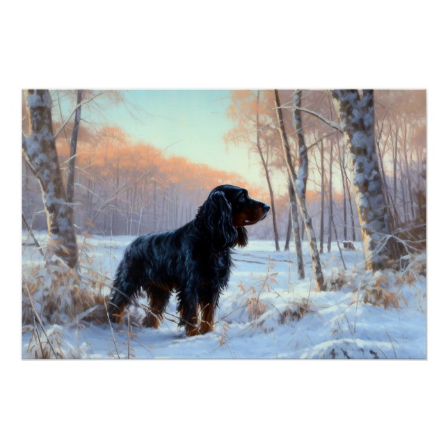 Póster Gordon Setter Navidad Deja que Nieve (Anverso)