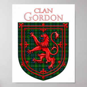 Póster Gordon Tartan Scottish Plaid Lion Rampant