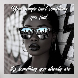 Póster Gorgeous Woman in City with Sunglasses and Quote