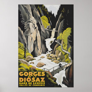 Póster Gorges de la Diosaz antiguas Chamonix Francia Viaj