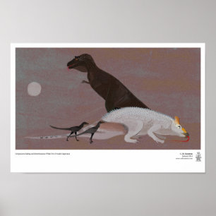 Póster Gorgosauro comiendo un emontosauro