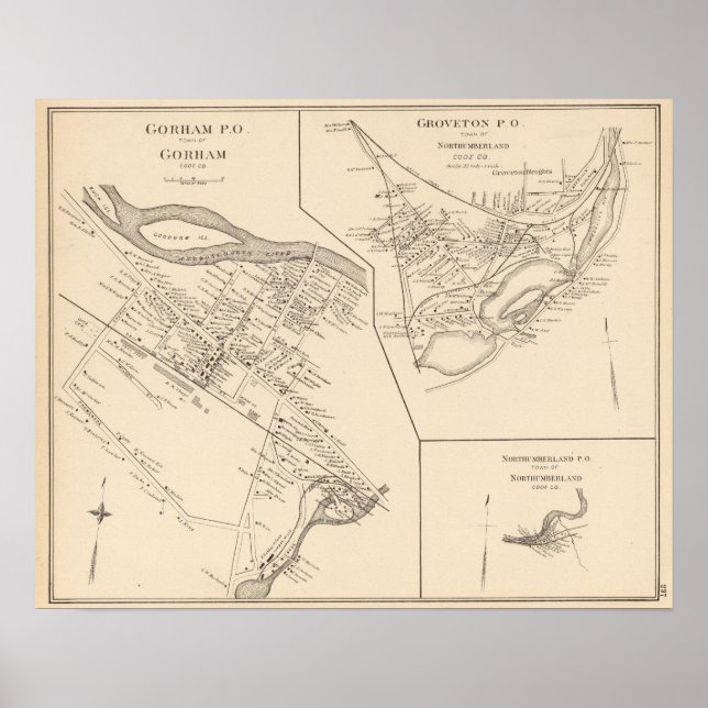 Póster Gorham PO, town of Gorham (Frente)