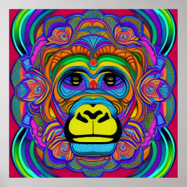 Póster Gorila colorido Mandala Interesante