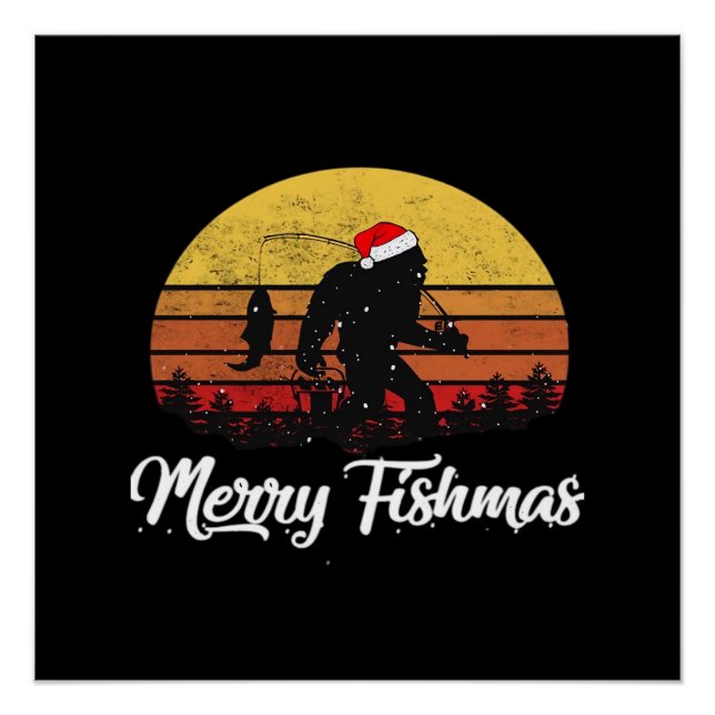 Póster Gorila de Navidad Sombrero de Santa Feliz Fishmas  (Anverso)