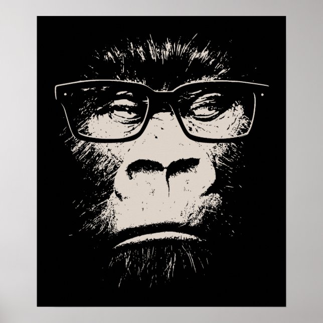 Póster Gorila Hipster Con Vidrios (Frente)