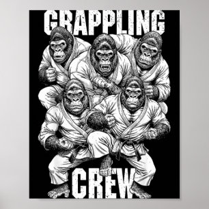 Póster Gorila Jiu Jitsu Ju Jutsu MMA BJJ Divertido Grappl