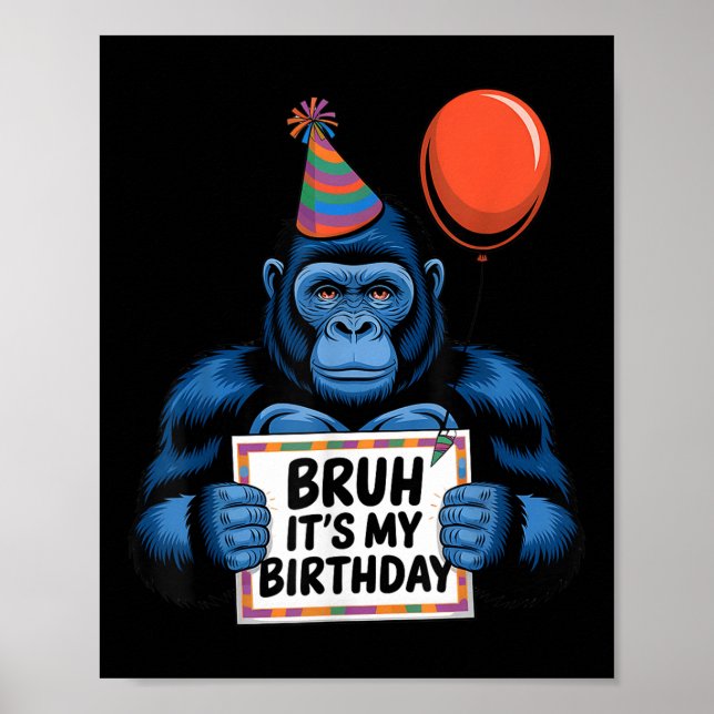Póster Gorila Jungla Temática Fiesta de Cumpleaños Bruh E (Frente)